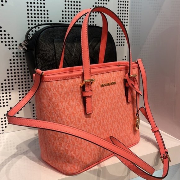 Michael Kors Jet Set Travel XS Carryall Tote Top Zip Tote Grapefruit - Picture 2 of 16